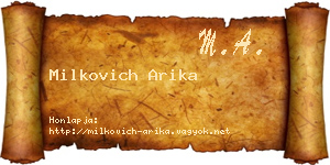 Milkovich Arika névjegykártya